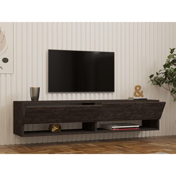 Skye Decor, Arges - Antracite, Tv-Einheit, Anthrazit, 100 % Melaminbeschichtetetete Spanplatten, 141 X 30 X 31 Cm-image