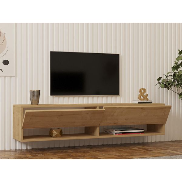 Skye Decor, Arges - Sapphire Oak, Mobile Tv, Quercia Zaffiro, Pannello In Legno Rivestito Al 100 % Di Melamina, 141 X 30 X 31 Cm-image