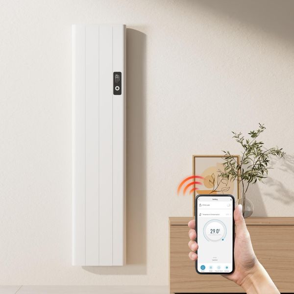 Emke® Riscaldatore Elettrico 1000W Display Lcd Bianco Convettore Elettrico 1600X362X60Mm Wifi + Alexa/Google Home, Riscaldatore Elettrico A Parete Per Ambienti Di 9 M²-image