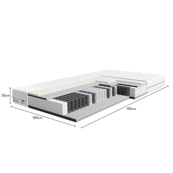 Tulena Nox Materasso A Molle Insacchettate Con Memory Foam - Rivestimento Lavabile - Comfort, 180 X 190 Cm, H1 / H2-image