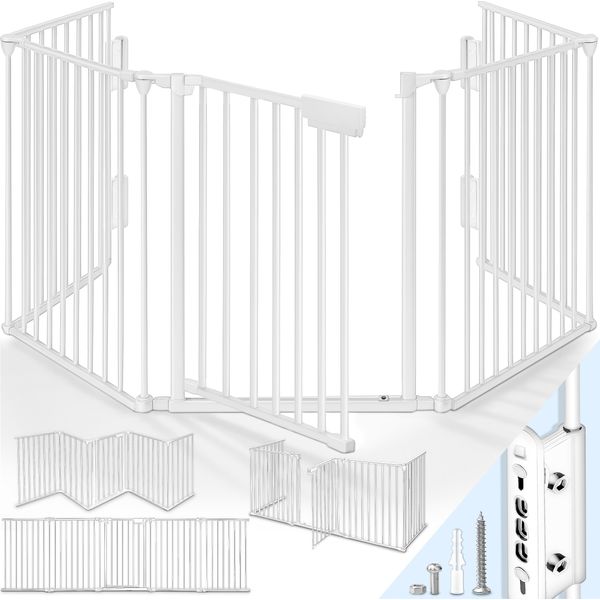 Kiduku Cancelletto Di Sicurezza Per Caminetto 180 Cm Bianco Cancelletto Di Sicurezza Per Bambini Cancelletto Di Sicurezza Per Stufa Cancelletto Di Sicurezza Per Box Cancelletto Di Sicurezza Per Porta-image