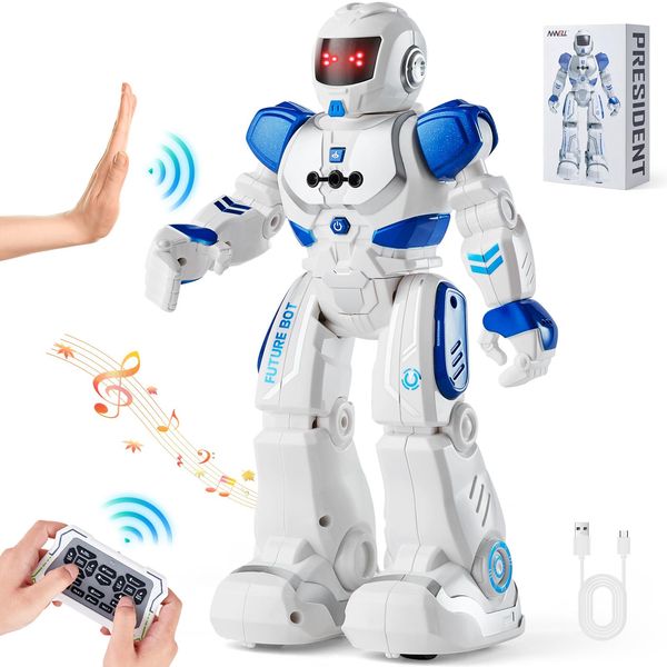 Vevor Rc Robot Giocattolo Per Bambini, Robot Intelligente Programmabile Con Riconoscimento Dei Gesti E Telecomando, Robot Interattivo Che Cammina, Canta E Balla Per Ragazzi E Ragazze-image
