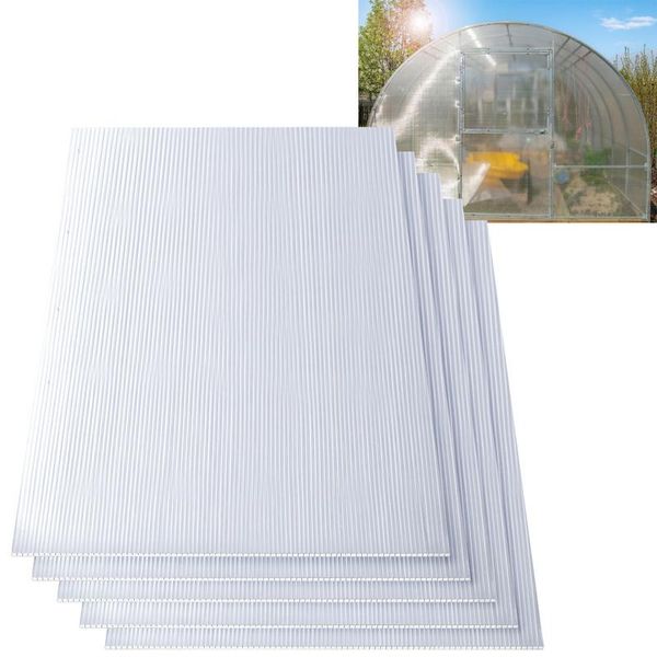 Jayseuw Lastre Di Plastica Per Serre 5 Pezzi, Lastre A Doppia Parete In Policarbonato (Pc), Lastre A Doppia Parete, Peso 1200G/M2, Spessore 8 Mm-image
