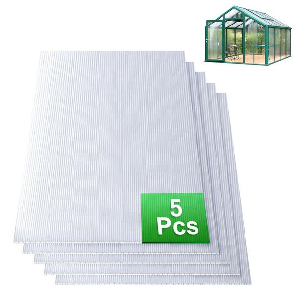 Hengda 5X Lastre A Doppia Parete 8 Mm Tagliate Su Misura 121X60,5 Cm Policarbonato 3,66M² Resistente Ai Raggi Uv Lastre Trasparenti A Doppia Parete Per Serre Lastre A Parete Multipla-image