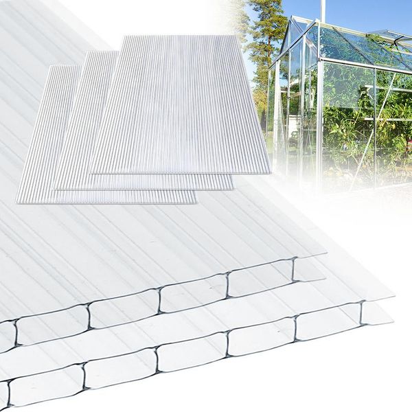 Jopassy 10X Lastre A Doppia Parete 8 Mm Tagliate Su Misura 121X60,5 Cm Policarbonato 7,3M² Resistente Ai Raggi Uv Trasparente Lastre A Doppia Parete Per Serre Lastre A Più Pareti-image