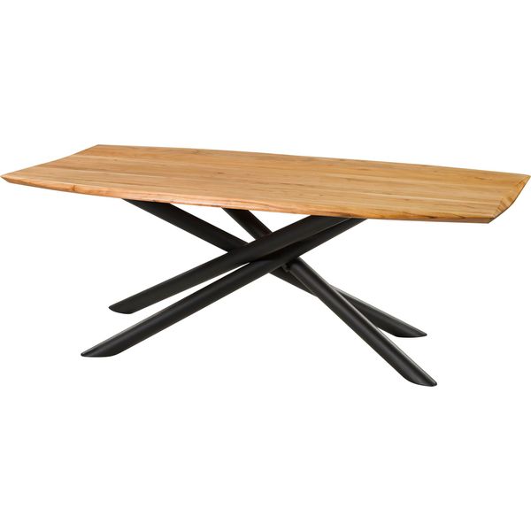 MASSIVMOEBEL24 | Tavolo Da Pranzo In Legno Di Acacia 200X100X77 Laccato Naturale Gambe Mikado Rotonde-image
