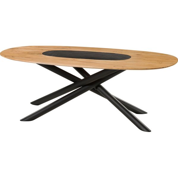 MASSIVMOEBEL24 | Tavolo Da Pranzo In Legno Di Acacia 200X100X76 Laccato Naturale Gambe Mikado Rotonde-image