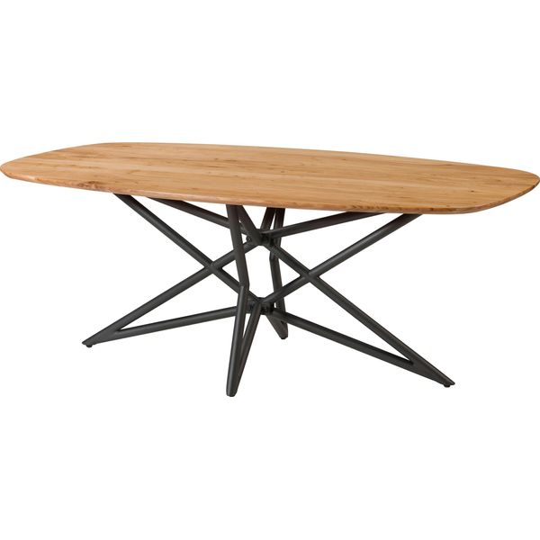 MASSIVMOEBEL24 | Tavolo Da Pranzo In Legno Di Acacia 240X100X76 Laccato Naturale Gambe Incrociate-image