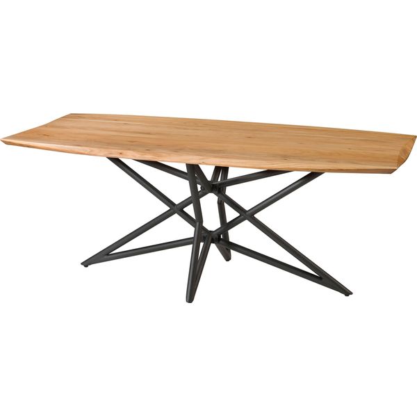 MASSIVMOEBEL24 | Tavolo Da Pranzo In Legno Di Acacia 200X100X77 Laccato Naturale Gambe Incrociate-image