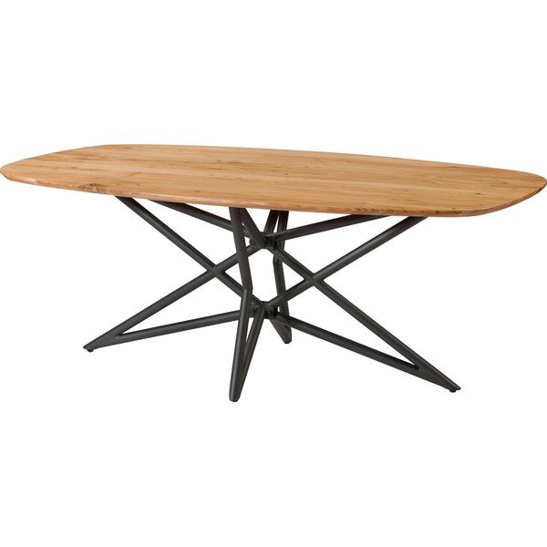 MASSIVMOEBEL24 | Tavolo Da Pranzo In Legno Di Acacia 200X100X76 Laccato Naturale Gambe Incrociate-image