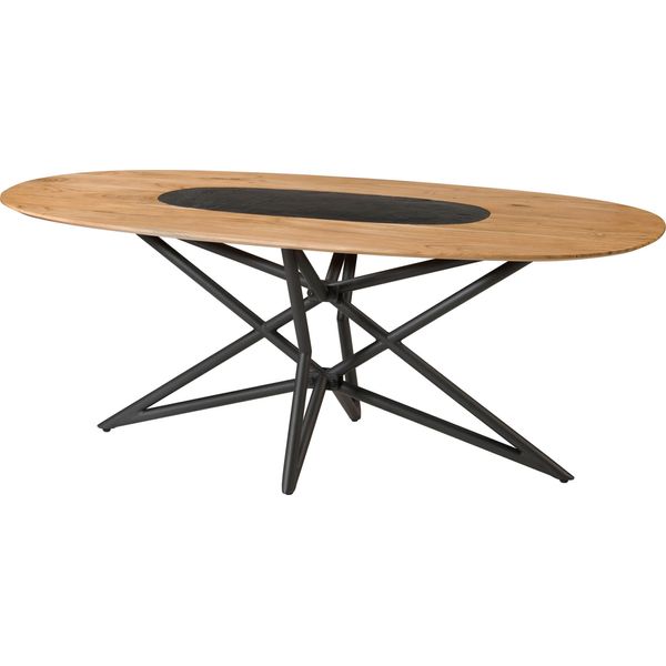 MASSIVMOEBEL24 | Tavolo Da Pranzo In Legno Di Acacia 240X100X76 Laccato Naturale Gambe Incrociate-image