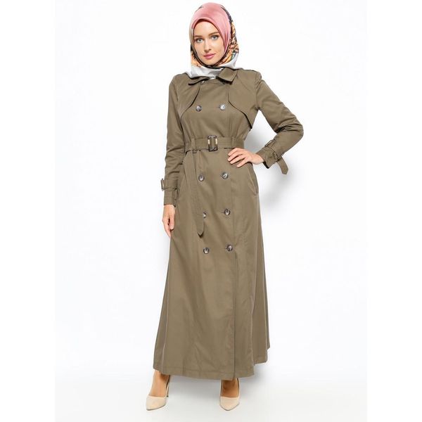 Cappotto Da Donna Trench Giacca Cachi 38 Cappotto Lungo V-672-image