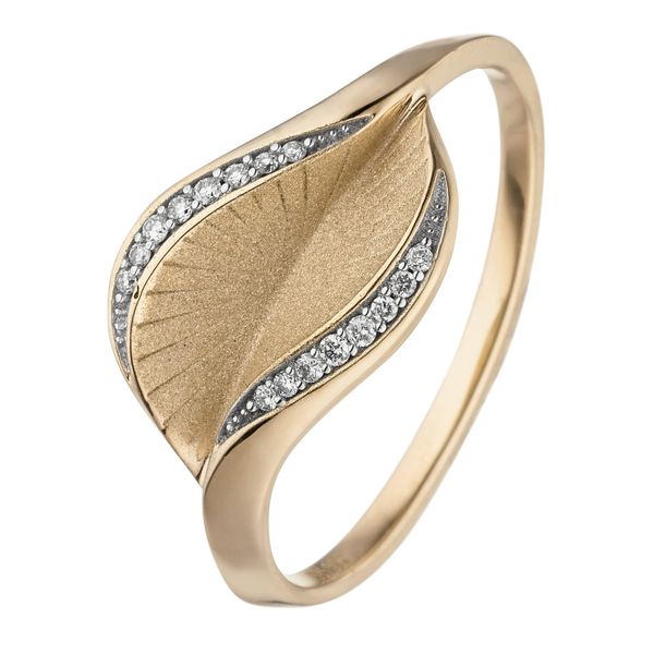 Diamantring Jobo "Ring Goldring" Gr. 54, Gelbgold 585, Fingerringe, Damen, 54, P1 = Bei 10-Facher VergrößErung Erkennbare EinschlüSse, Diamanten Gelbgold 585, Diamanten, Gelbgold 585, Diamantring, 585 Gold Mit 16 Diamanten-image