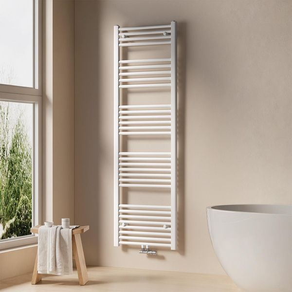 Emke Radiatore Da Bagno Asciugamano Scaldasalviette 50X160Cm 654 Watt Bianco Radiatore Da Bagno Attacco Centrale Senza Elemento Riscaldante-image