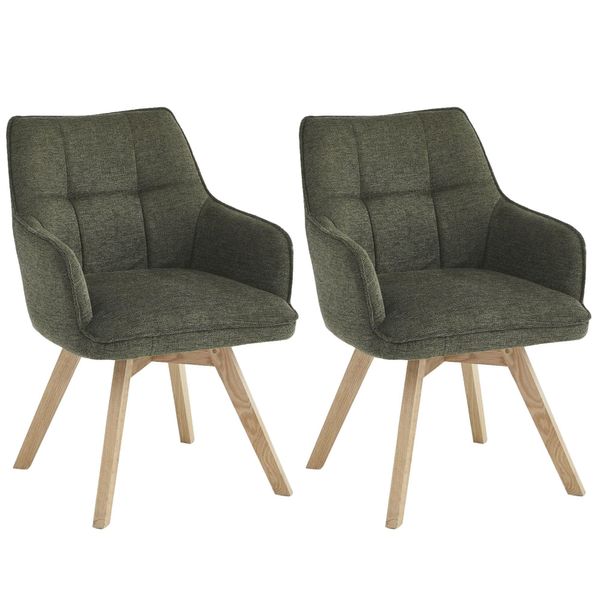 Sedia Da Pranzo Casa Dolce Navina, Set Di 2, Verde, 55X57X82 Cm, Girevole A 180°, Struttura In Rovere, Portata 120 Kg-image
