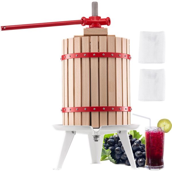 Vevor Sidro Pressa Per Frutta (18 Litri) Con Cesto In Legno Massiccio Con 8 Blocchi, Robusto Spremiagrumi Manuale, Pressa Per Sidro Pressa Per Mele Pressa Per Uva-image