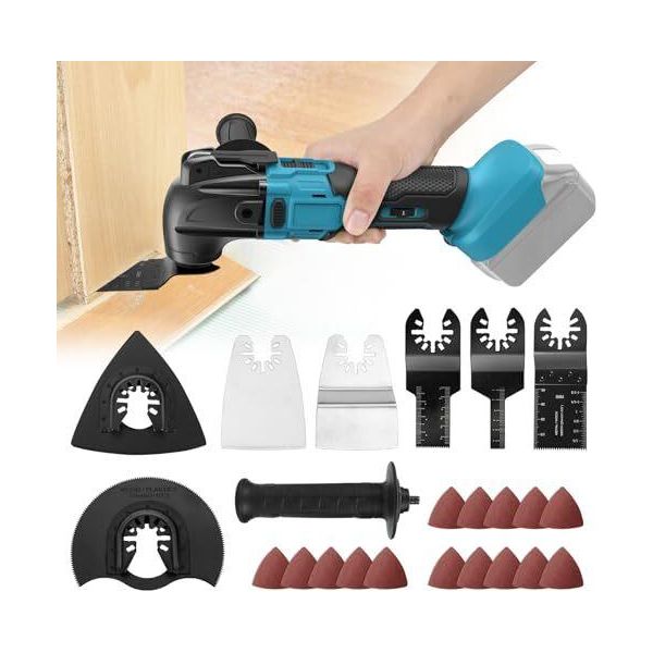 Utensile Multifunzione A Batteria Wingfly Makita 18 V, Multiutensile Oscillante 6 Velocità Regolabili (Velocità Di Vibrazione 8500-21000 Mi-image