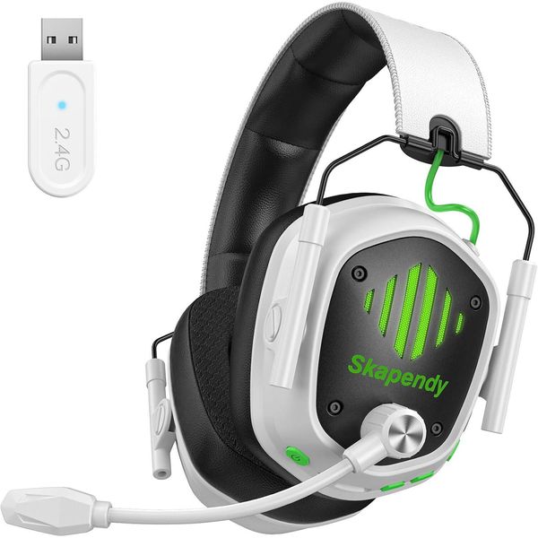 Cuffie Da Gioco Illuminate Rgb Con Microfono, 2,4 Ghz A Bassa Latenza E Bluetooth Per Switch, Cellulari, Pieghevoli, 50 Ore Di Durata Della Batteria-image