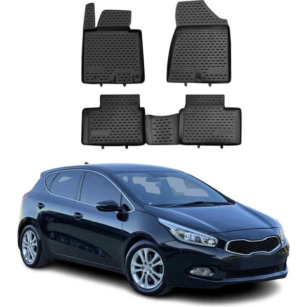 2012-2018 Kia Ceed Tappetini Tpe Nero 4 Pezzi-image
