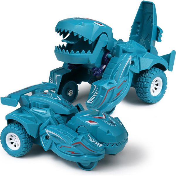 Dinosauro Trasformando Auto Realistica Deformazione Inerziale Scooter Toddlers Bambini Giocattolo Regalo Ciano-image