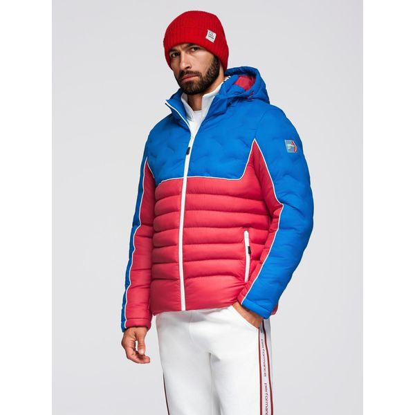 Giacca Da Uomo Trapuntata Ombre Con Cappuccio Staccabile Blu/Rosso Xxl-image