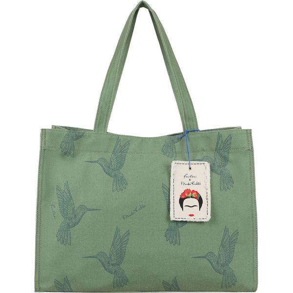 Fritzi Aus PreußEn Borsa A Tracolla Fritzi X Frida Kahlo Easy01 Limited Kolibri Canvas Shopper Green Verde-image