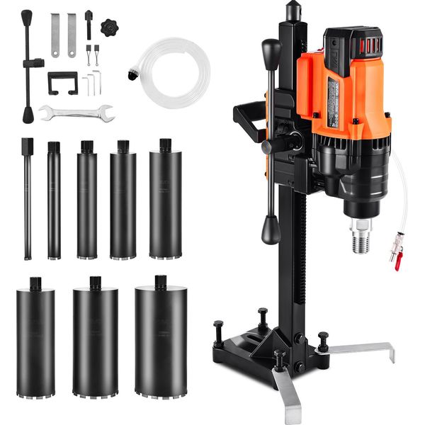 Carotatrice Diamantata Vevor, Diametro Di Foratura 2-20 Cm, Punta Diamantata A Secco Con 8 Punte E Supporto, 850 Giri/Min, Filettatura UNC1 1/4-7, Per Calcestruzzo, Mattoni, Pietra, 3000 W-image