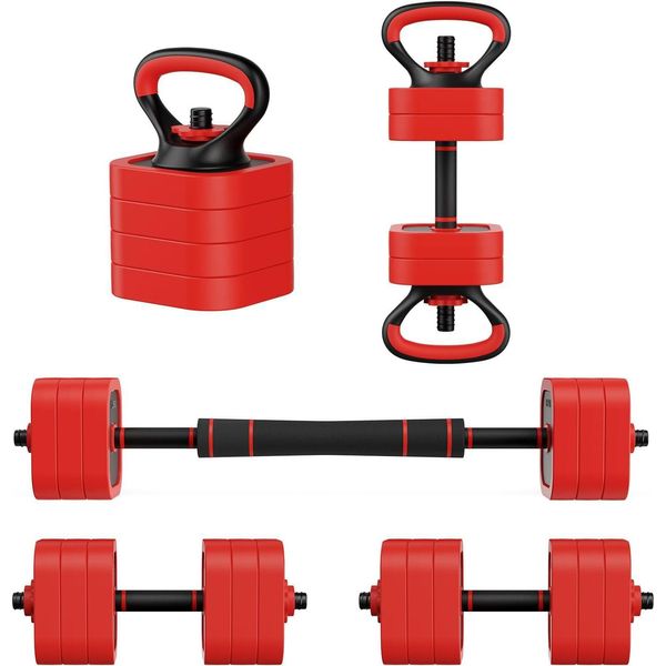 Joroto 10KG/30KG Set Di Manubri Regolabili 4 In 1 Manubri, Bilanciere, Kettlebell E Maniglie Per Push-Up Con Sabbia Di Ferro, Impugnatura Antiscivolo,-image