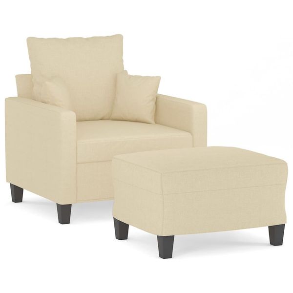 Syfax™ Poltrona Con Poggiapiedi Crema 60 Cm In Tessuto-image