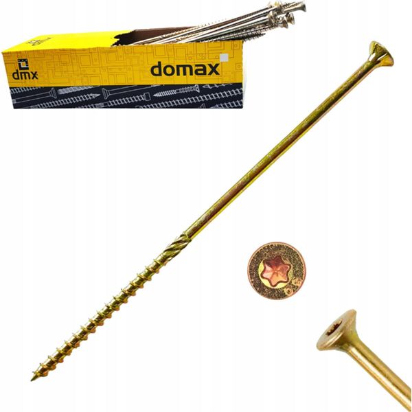 Viti Domax A Testa Svasata Viti Per Costruzioni In Legno Giallo 8 X 280 Mm 50 Pz.-image