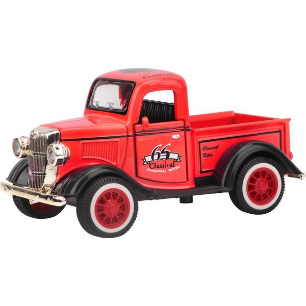Lega Tirare Indietro Auto Giocattolo Pickup Camion Modello Diecast Suono Luce Veicolo Giocattolo (Rosso)-image