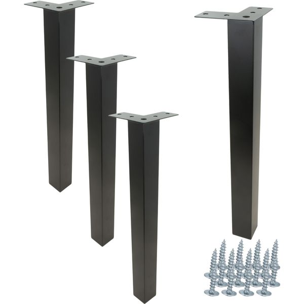 Set Di 4 Gambe Quadrate Per Mobili In Nero Opaco, 40 Cm, In Metallo, Ideali Per Interni Eleganti.-image