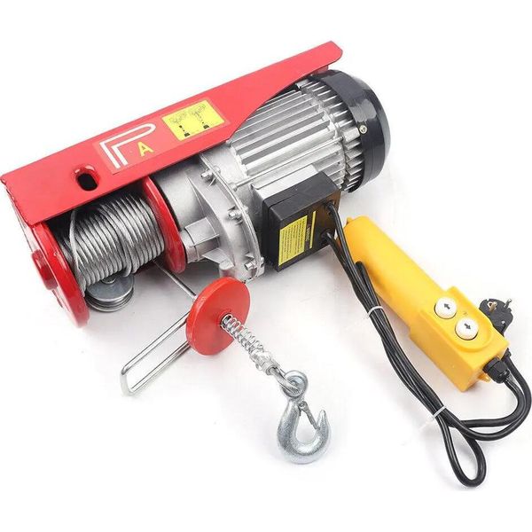 Paranco Elettrico A Fune - Argano - 1300 W - 220 V 50 Hz - Capacità Di Carico 400/800 Kg - Cavo Ø 5 Mm - IP40 - Rosso-image