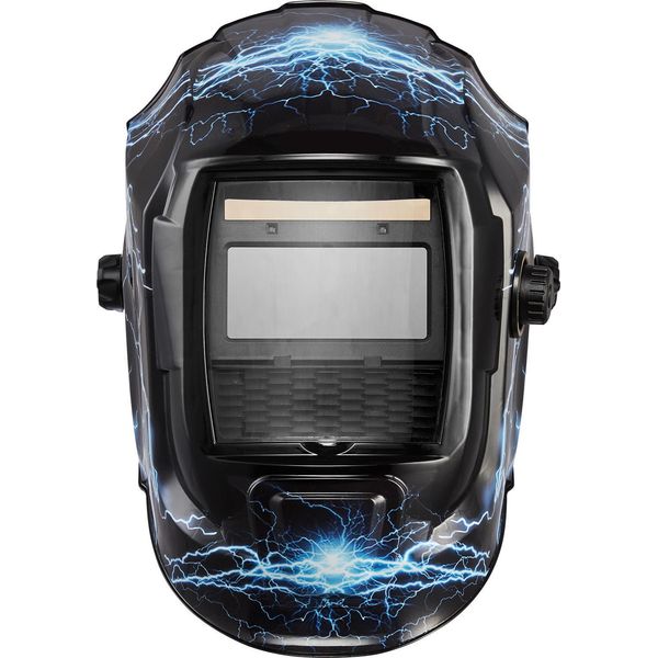Succebuy Casco Per Saldatura Automatico, Display A Colori 93X43 Mm, Maschera Per Saldatura Solare Con 2 Sensori D'arco, Din 4/9-13 Per Lavori Di Saldatura Tig, Mig E Arc - Serie Crius (Design Blue Flash)-image