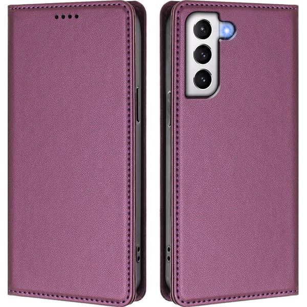 Custodia In Pelle Per Samsung Galaxy S21 5G, Flip Case Magnetico In Finto Cuoio Con Supporto Purple-image
