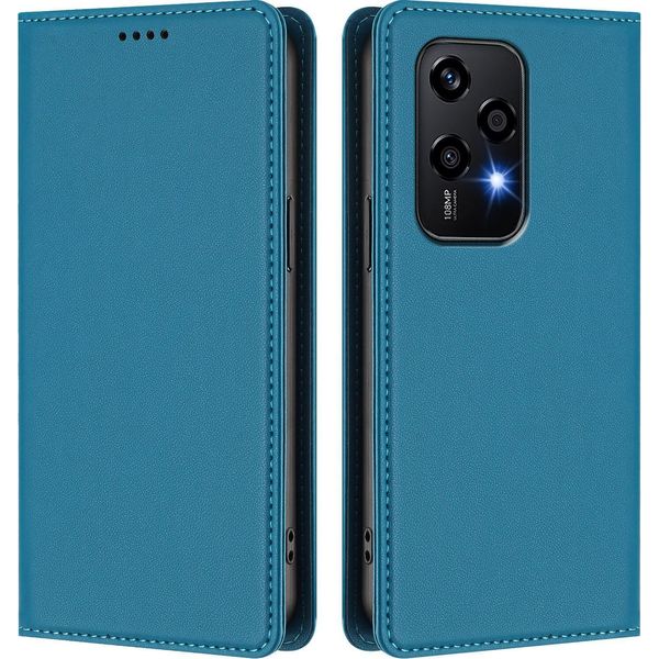 Custodia Per Telefono Cellulare Per Honor 200 Lite, Flip Cover In Finto Cuoio Antiurto Magnetica Con Supporto Blu-image