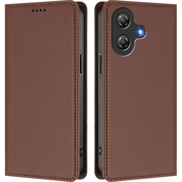 Custodia Per Telefono Cellulare Per Ulefone Note 21, Flip Cover In Finto Cuoio Antiurto Magnetica Con Supporto Marrone-image