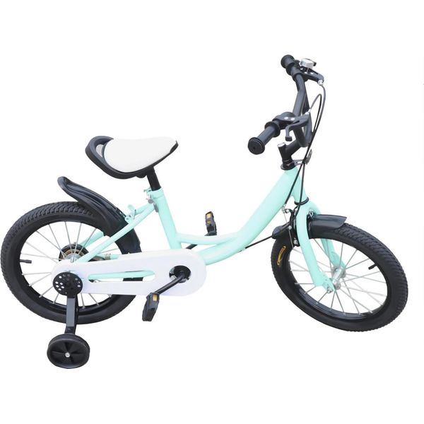 Bicicletta Per Bambini - Ruote 40 Cm - Con Rotelle - Regolabile In Altezza - Per Bambini Da 5 A 8 Anni - Anteriore A Trazione Laterale, Posteriore Con Freno A V - Verde-image