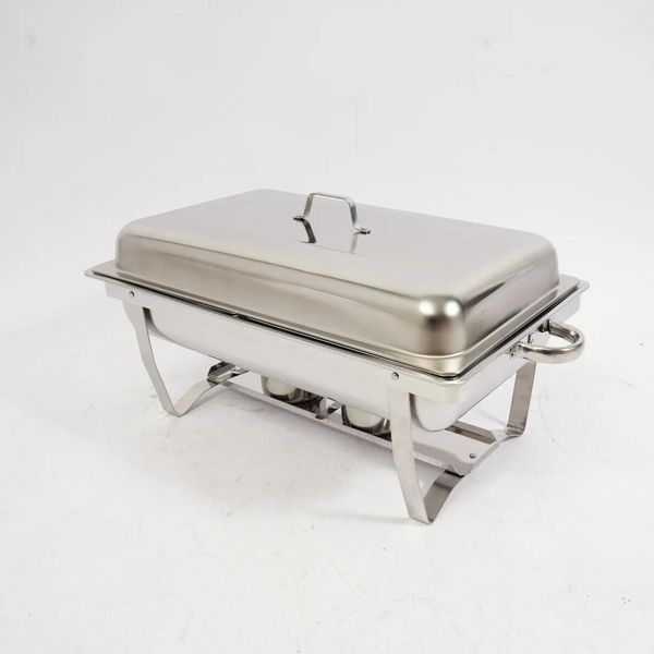 Scalda Buffet - Chafing Dish A Bagnomaria - Pieghevole - Doppia Camera - Acciaio Inox - Bruciatore A Combustibile - 7,5 L - Nero-image