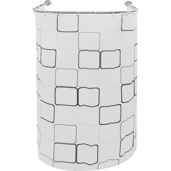 Binario Per Tende Da Doccia - Binario Per Doccia A U - Metallo - Curvo - Montaggio Universale A Parete - Bianco-image