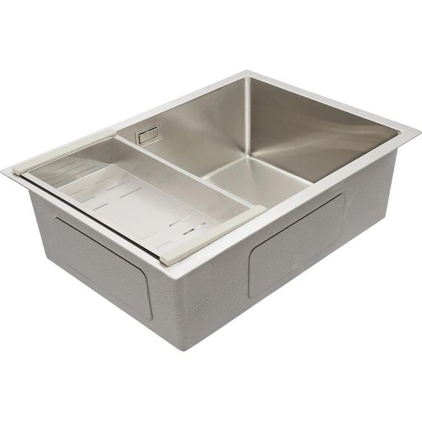 Lavello - Monovasca - Acciaio Inox 304 - Con Cestello E Tubo Di Scarico - 1 Foro - Senza Rubinetto - 60 X 44 X 19 Cm - Argento-image