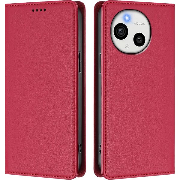 Custodia Per Telefono Cellulare Per Sharp Aquos Sense10, Custodia Magnetica Antiurto Con Supporto In Finto Cuoio Flip Cover Rosso-image