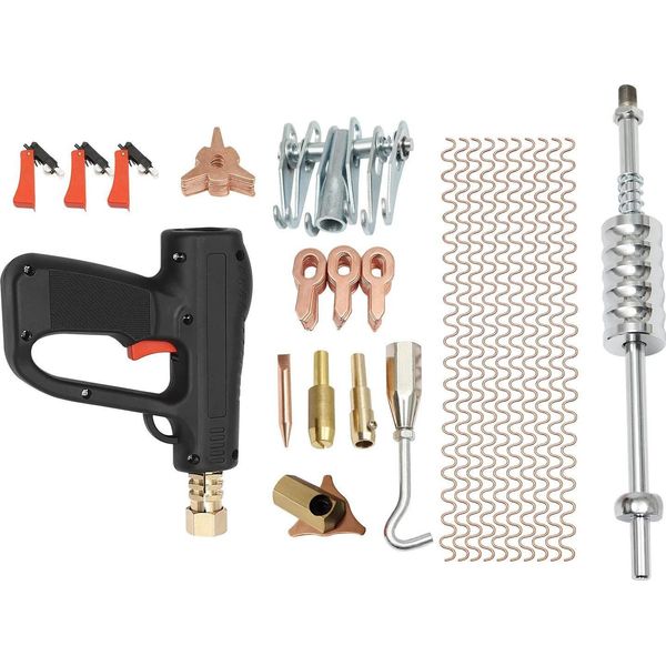 Set Per Riparazione Ammaccature Carrozzeria - Utensile Per Riparazione Ammaccature 81 Pezzi - Martello Scorrevole - Pistola Per Saldatura A Punti - Riparazione Carrozzeria - Nero-image
