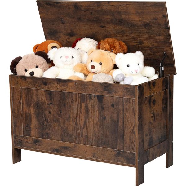 Vevor Panca Per Bambini Con Vano Portaoggetti In Legno, Panca Portaoggetti Con Cerniera Di Sicurezza, Cassetta Portaoggetti Per Sala Giochi, Soggiorno, Ingresso, Panca Portagiochi 754 X 389 X 480 Mm Marrone-image