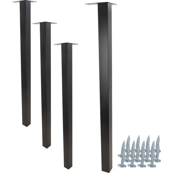 Set Di 4 Gambe Quadrate Per Mobili In Nero Opaco, Altezza 70 Cm - Gambe Per Mobili Eleganti E Funzionali Per Applicazioni Versatili-image