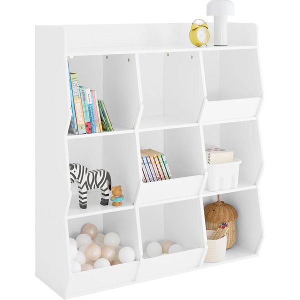 Libreria Per Bambini - Scaffale Montessori - 9 Scomparti Aperti - Contenitore Per Giocattoli - 95×105×34 Cm - Avorio-image