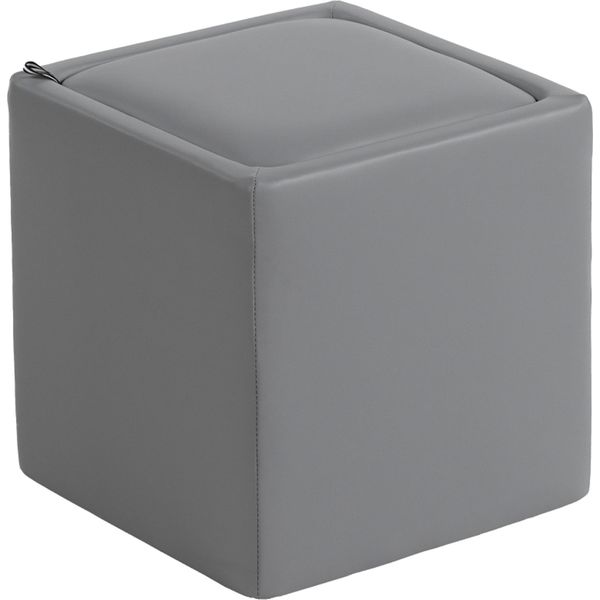 Sgabello Con Vano Portaoggetti Sgabello Con Coperchio, Poggiapiedi Quadrato Seduta Cube In Pelle Finta 40 X 40 X 40 Cm Grigio-image