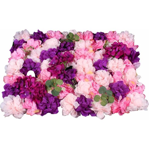 Muro Di Fiori Artificiali - Set Di Pannelli Da 6 Pezzi - Fiori Di Seta - Per Esterni - Sfondo Per Matrimoni - Decorazione Per Compleanni E Capodanno - Rosa-image