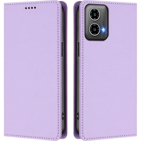 Custodia In Pelle Per Motorola Moto G34 / Moto G45, Custodia Flip Magnetica In Finto Cuoio Con Supporto Viola Chiaro-image