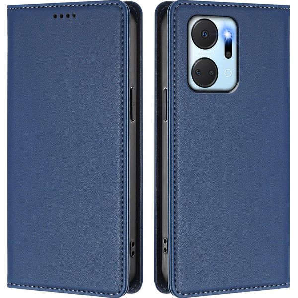 Custodia Per Telefono Cellulare Per Honor X7A, Flip Cover In Finto Cuoio Antiurto Magnetica Con Supporto Blu Scuro-image